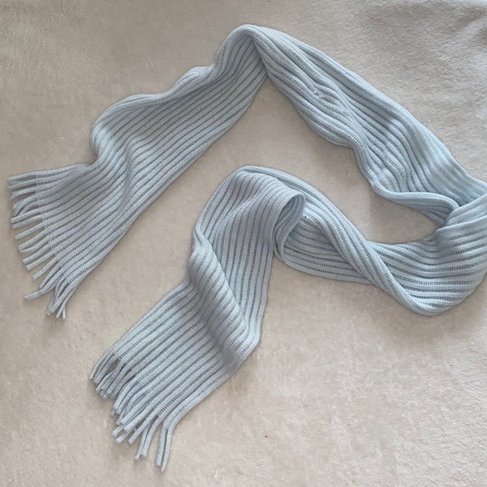 Icy Blue Fringed Scarf